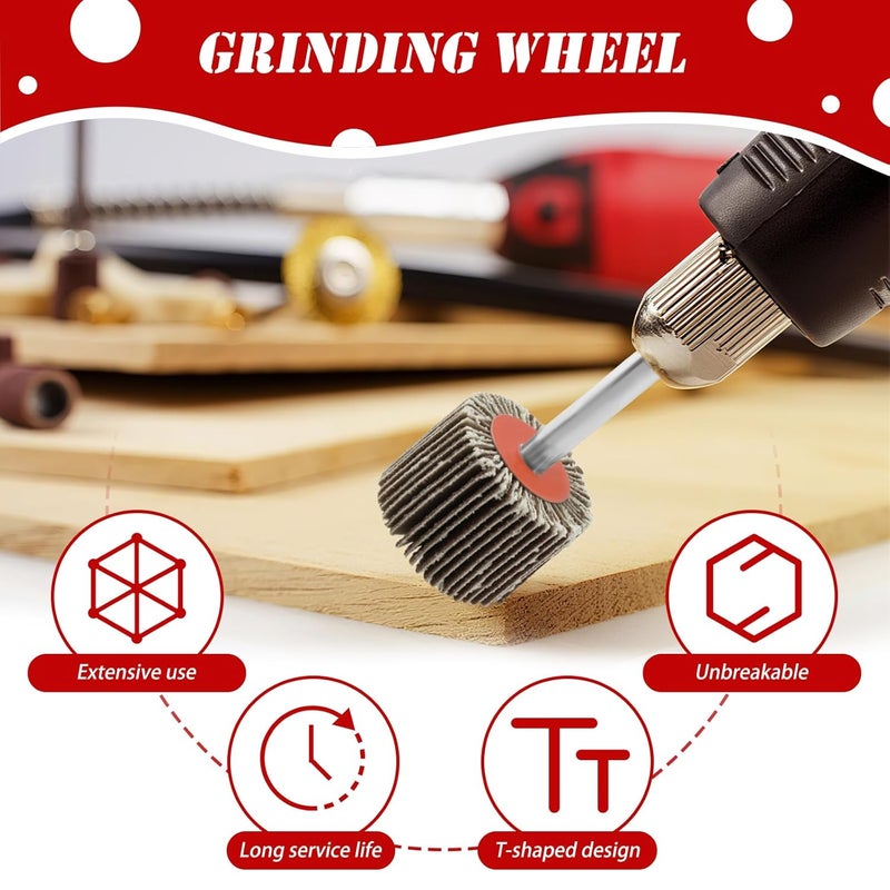 JUNXILPPD 60Pcs Sandpaper 80 Grit Flap Wheel Sander Set 1/4 Inch Shank Flap Wheels for Drill Efficient Polishing Abrasive Flap Sanding Wheel Stable Connection for Metal Wood - Image 5
